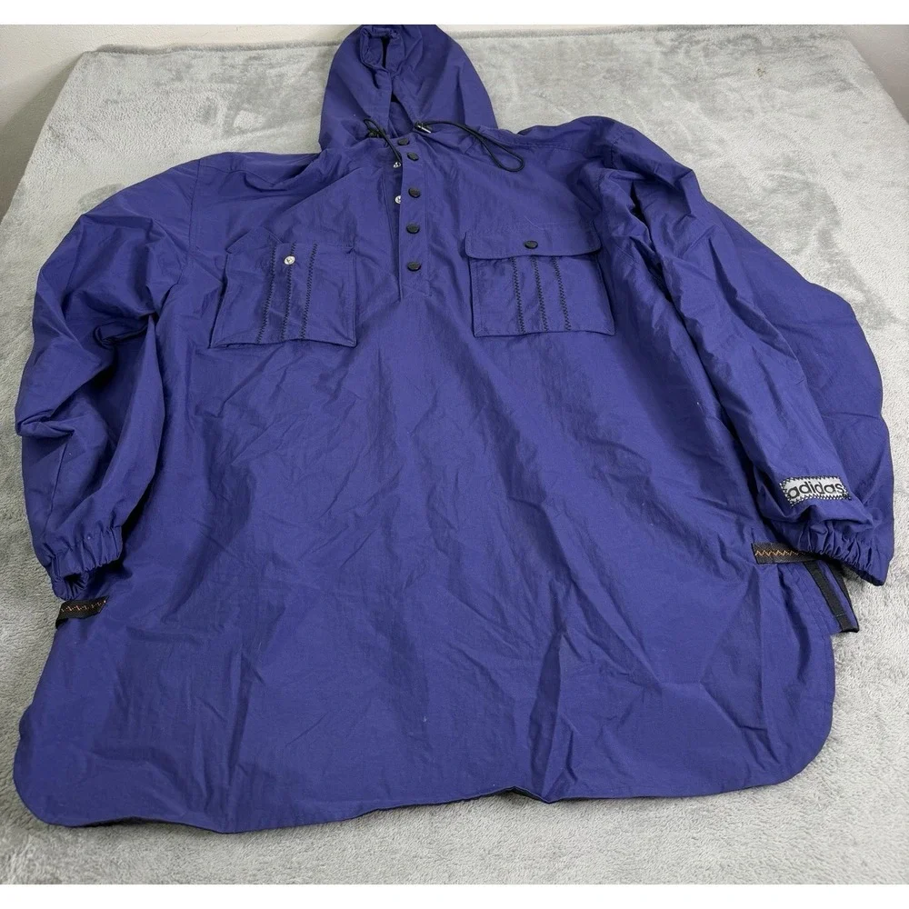 Vintage 90s Adidas Windbreaker Jacket Men's Size Large Blue Full Zip